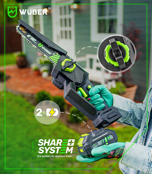 Mini piła łańcuchowa akumulatorowa 20 V 7,5 m/s +2 akumulatory WUBER