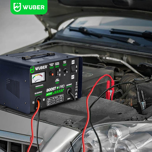 Czarny Sklep narzędziowy WUBER prostownik akumulatorowy z trybem FAST CHARGE