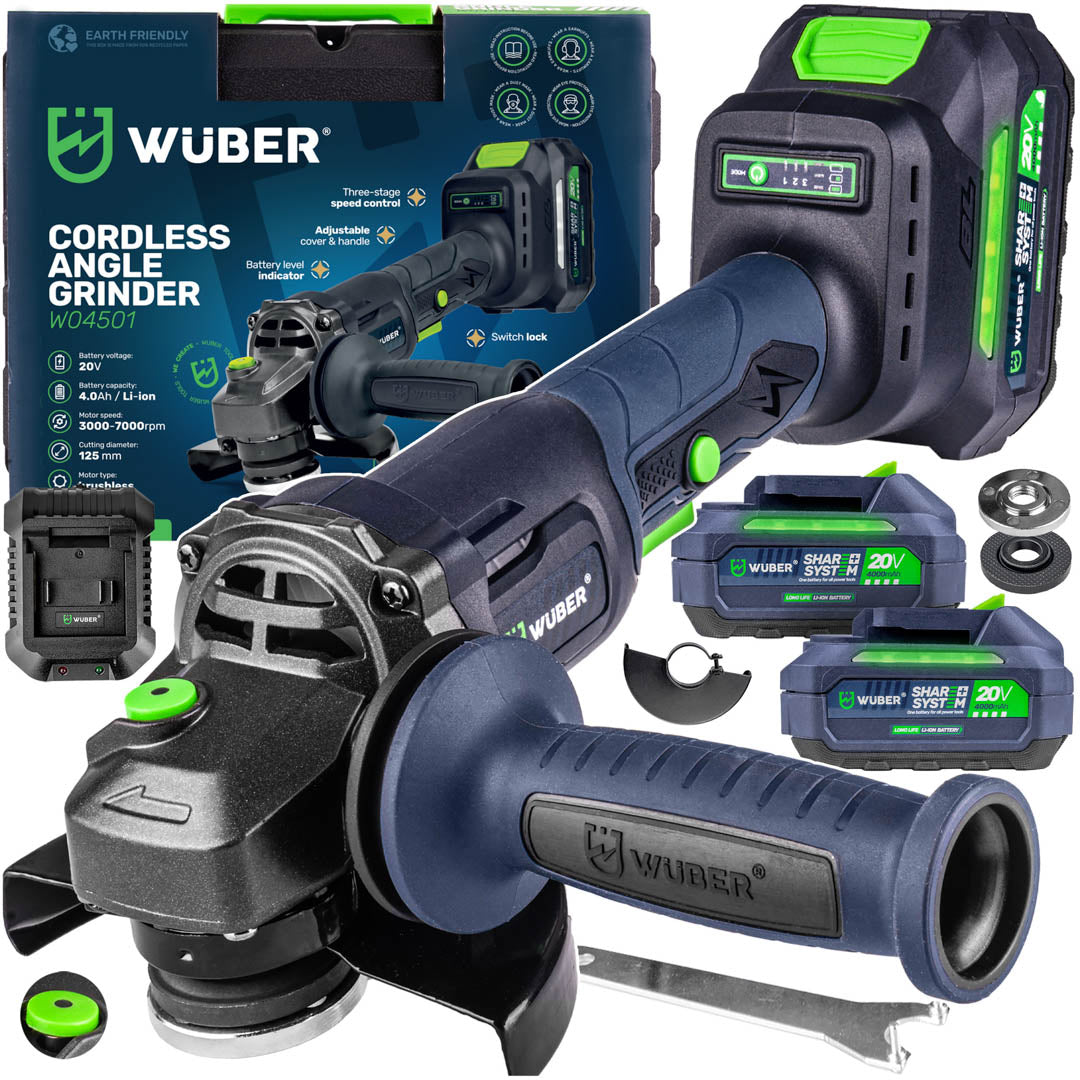 Szlifierka kątowa akumulatorowa 20 V średnica 125 mm WUBER