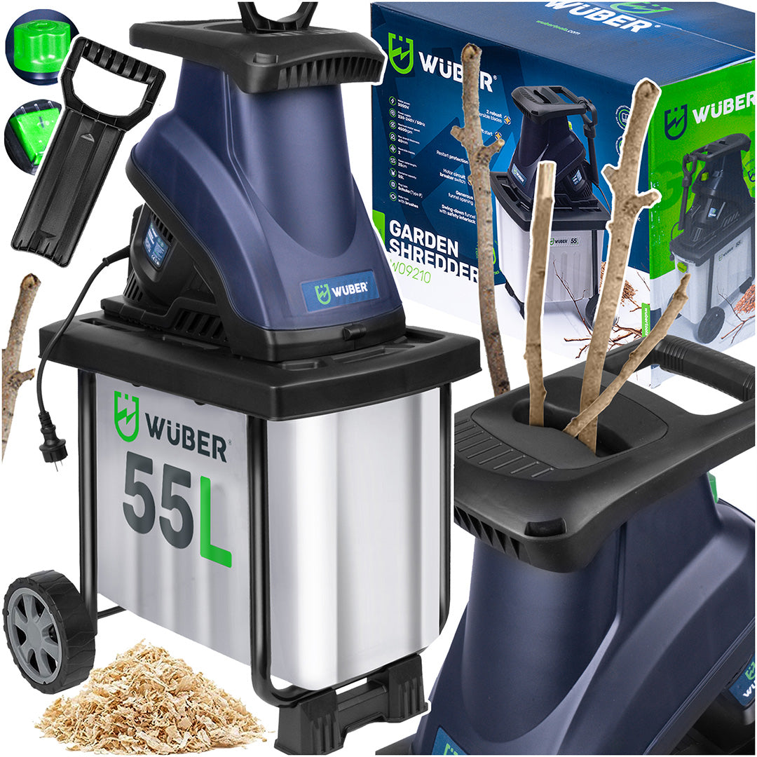 Rozdrabniacz do gałęzi 3000 W 55 l WUBER