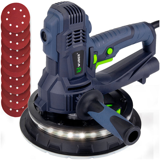 Szlifierka do gipsu 800 W PRO 180 mm LED +15 papierów WUBER