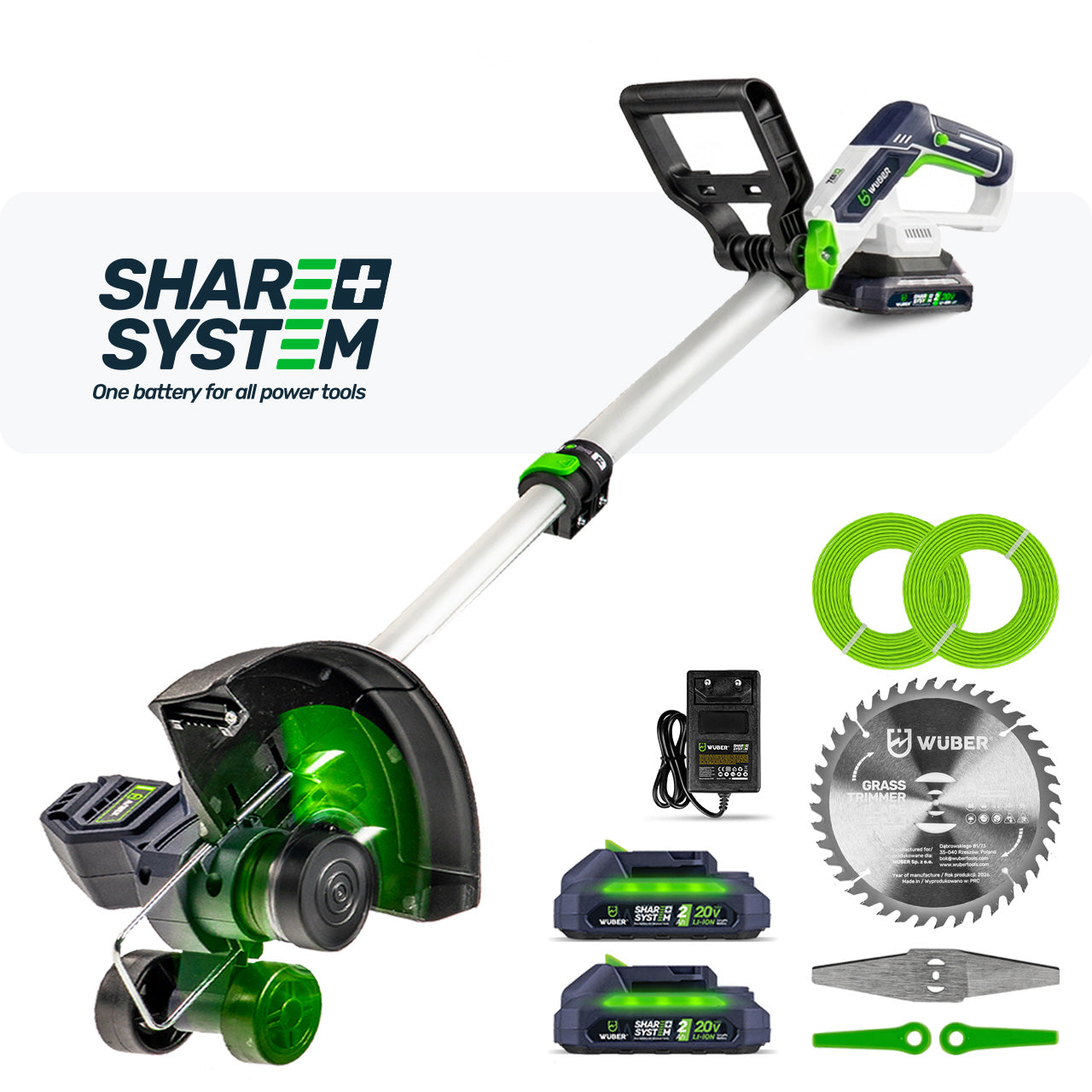 Akumulatorowa podkaszarka 3W1 Share+ System 20V 2xAKU WUBER