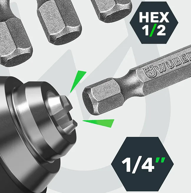Adaptery do wkrętarki 3 szt. Hex WUBER