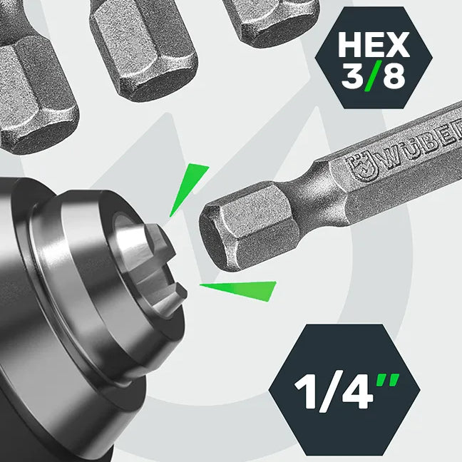 Adaptery do wkrętarki 3 szt. Hex WUBER