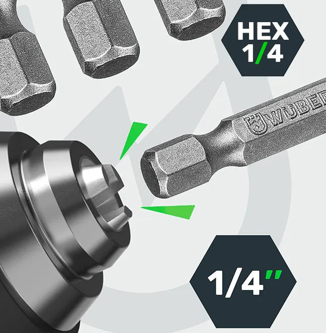 Adaptery do wkrętarki 3 szt. Hex WUBER