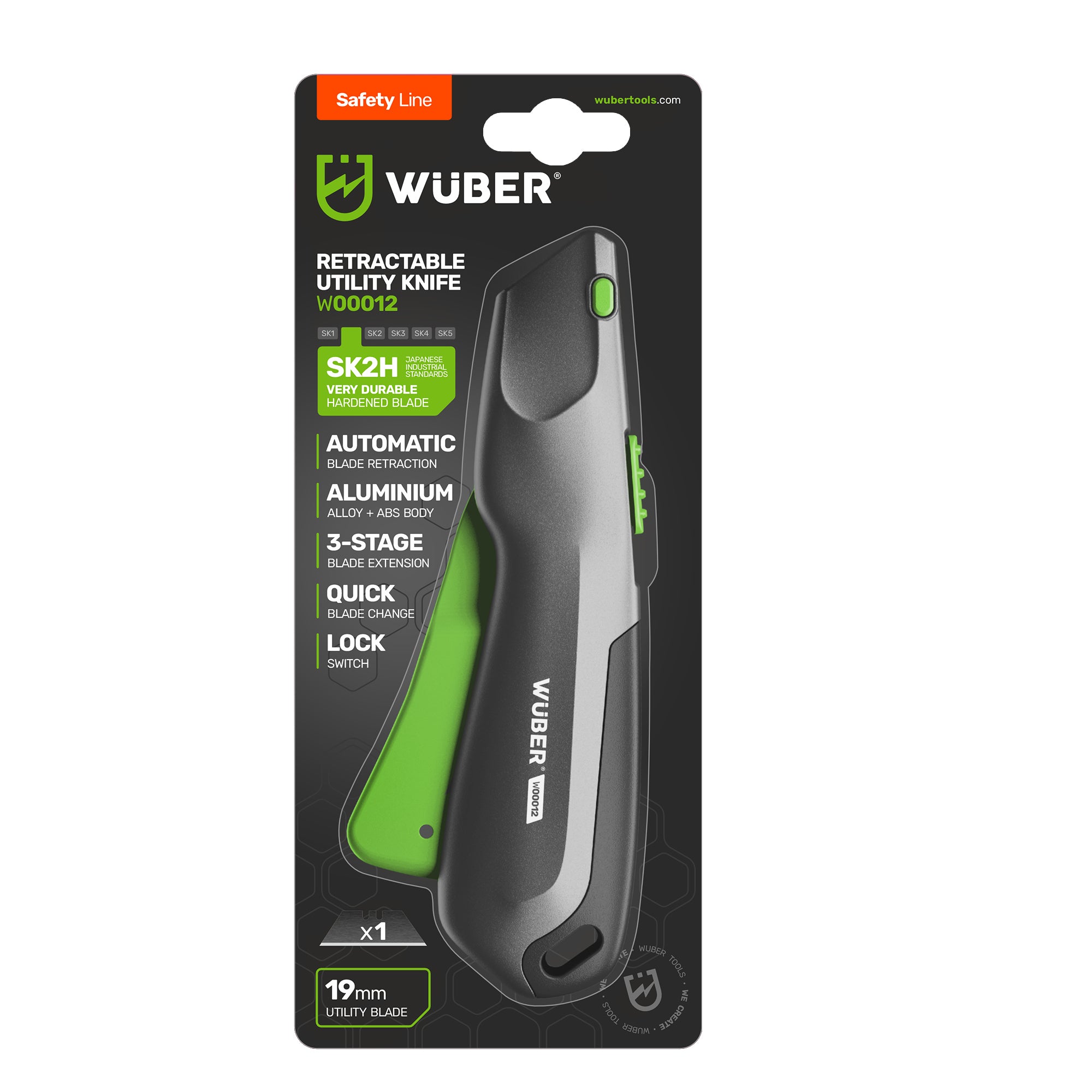 Nóż tapicerski 19 mm aluminiowy WUBER