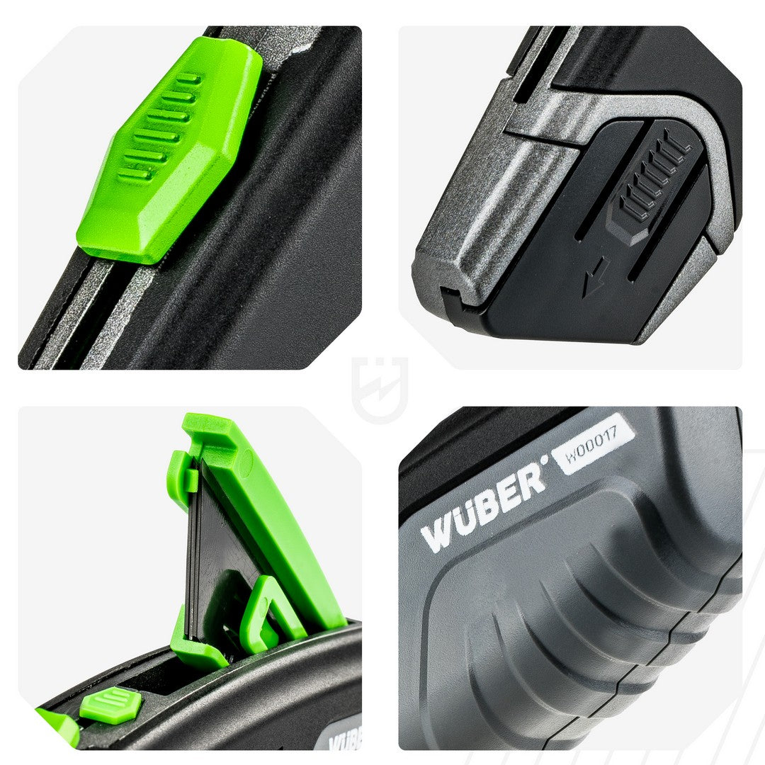 Nóż tapicerski 19 mm aluminiowy +4 ostrza WUBER