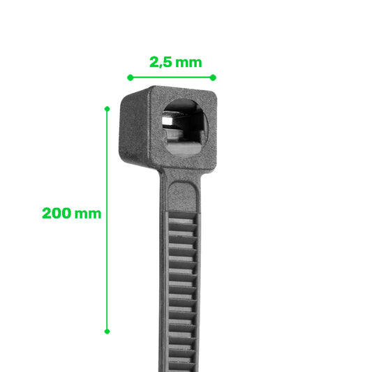 Trytytki opaski zaciskowe 2,5x200 mm 100 sztuk WUBER
