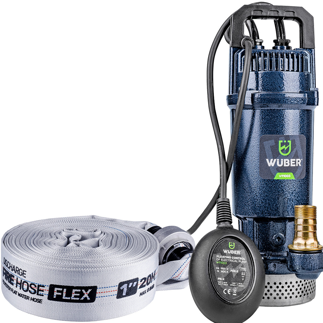 Pompa głębinowa do wody z pływakiem 400 W +wąż strażacki WUBER