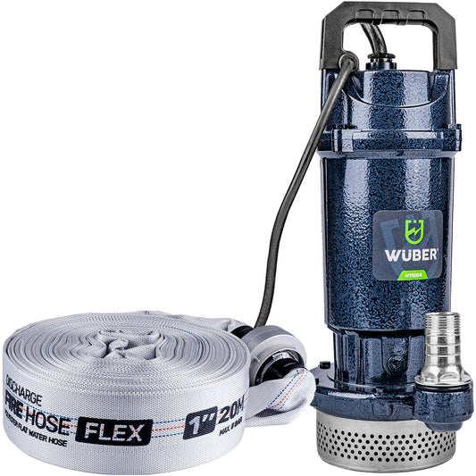 Pompa głębinowa do wody czystej brudnej 400 W +wąż strażacki WUBER