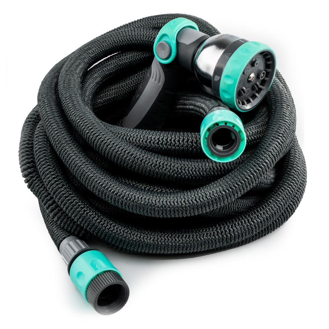 Zestaw wąż ogrodowy rozciągliwy elastyczny 22,5 m i pistolet +szybkozłączki WUBER