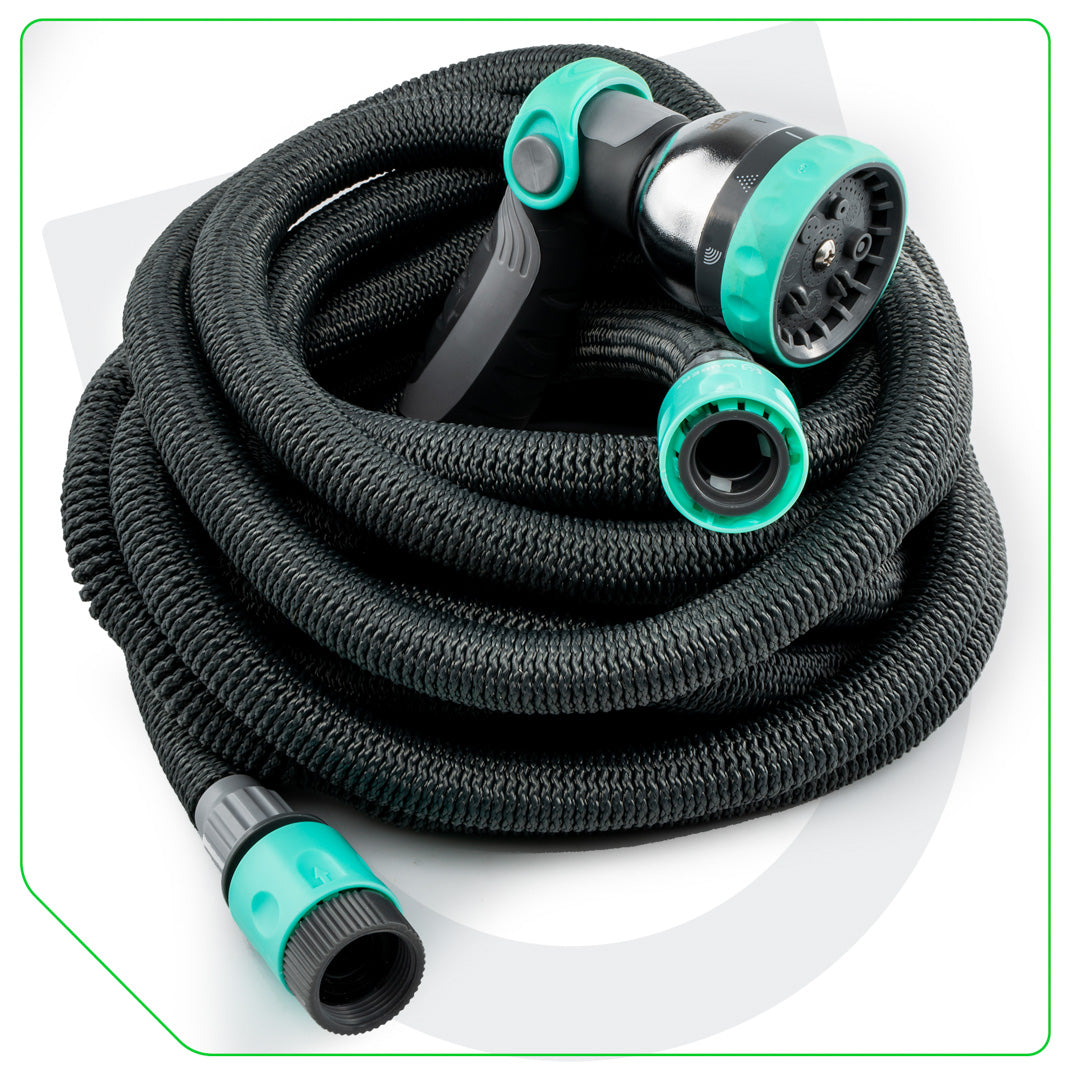 Zestaw wąż ogrodowy rozciągliwy elastyczny 22,5 m i pistolet +szybkozłączki WUBER