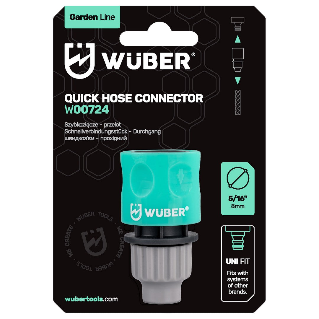 Szybkozłącze przeletowe do węża 5/16" 8 mm łącznik WUBER