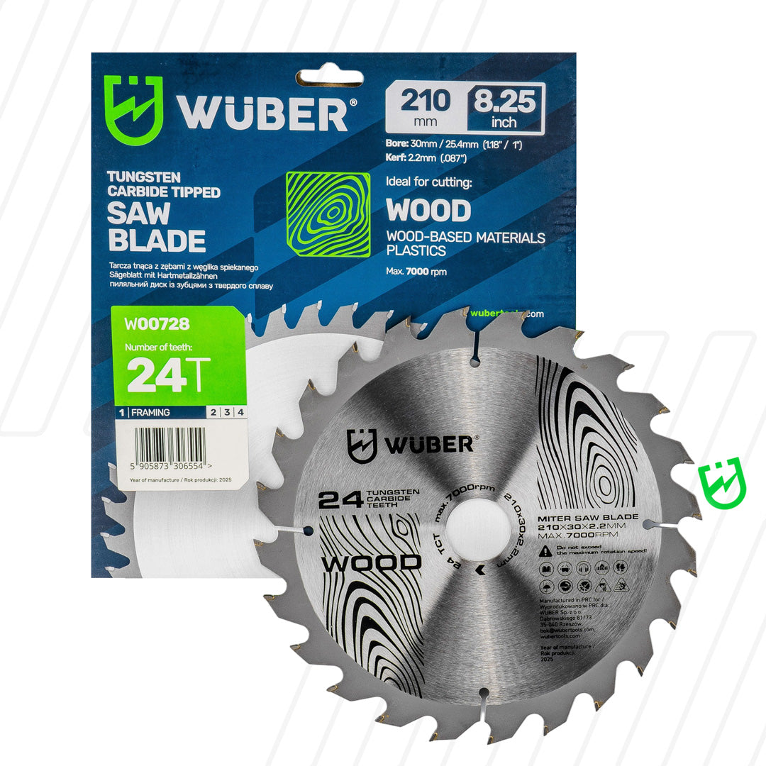 Tarcza widiowa do drewna 210x30 mm 24T WUBER