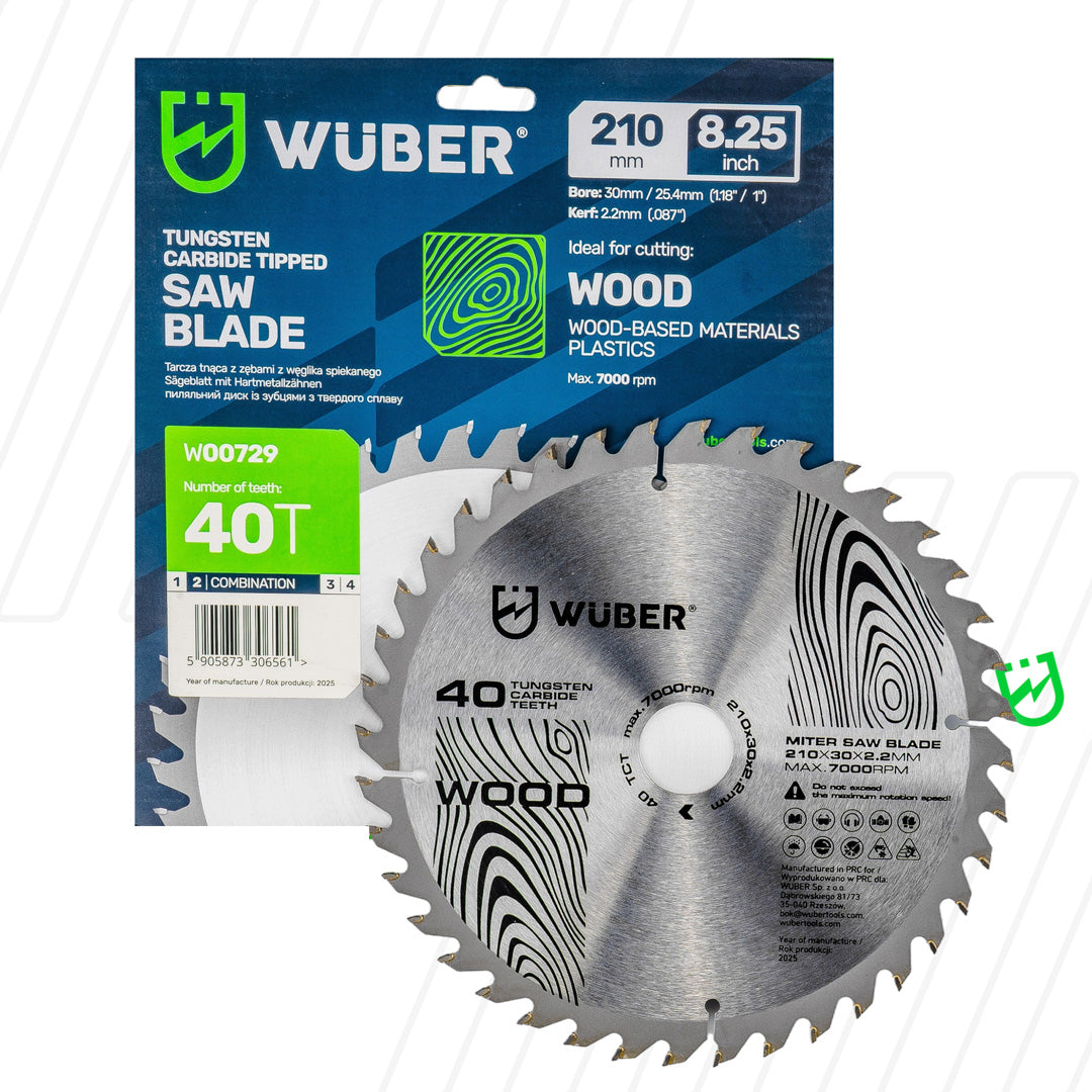 Tarcza widiowa do drewna 210x30 mm 40T WUBER