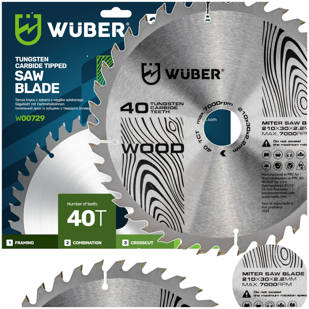 Tarcza widiowa do drewna 210x30 mm 40T WUBER