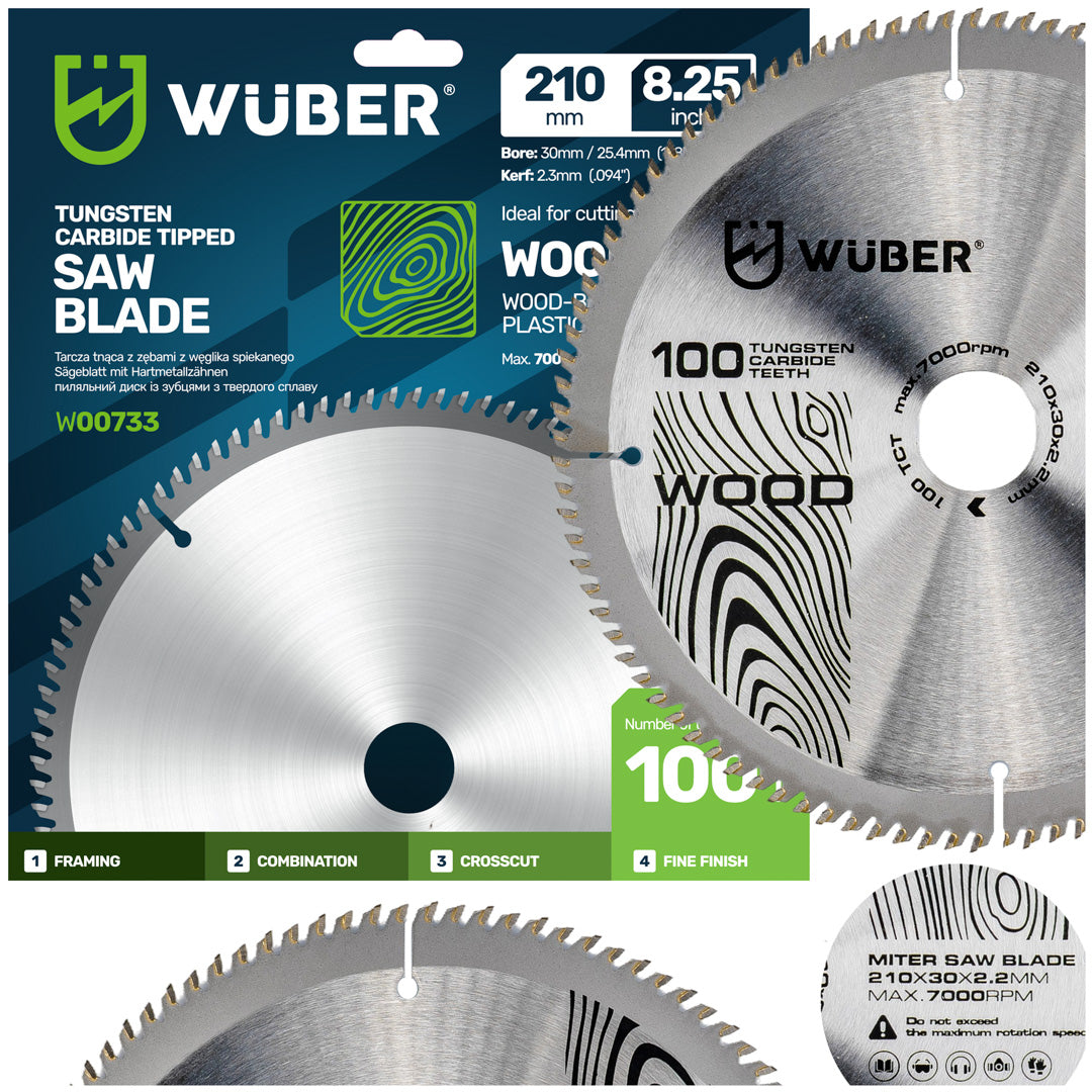 Tarcza widiowa do drewna 210x30 mm 100T WUBER