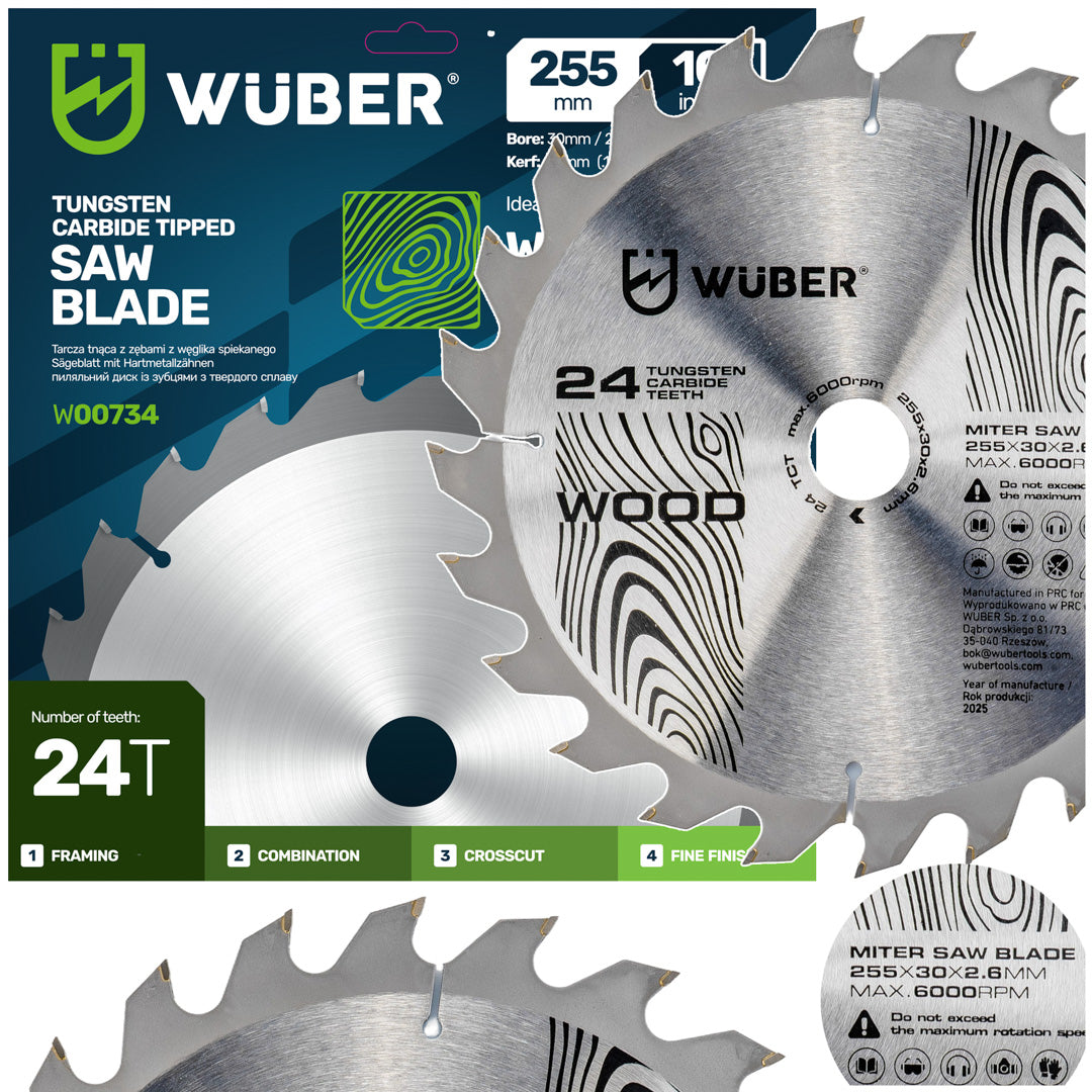 Tarcza widiowa do drewna 255x30 mm 24T WUBER