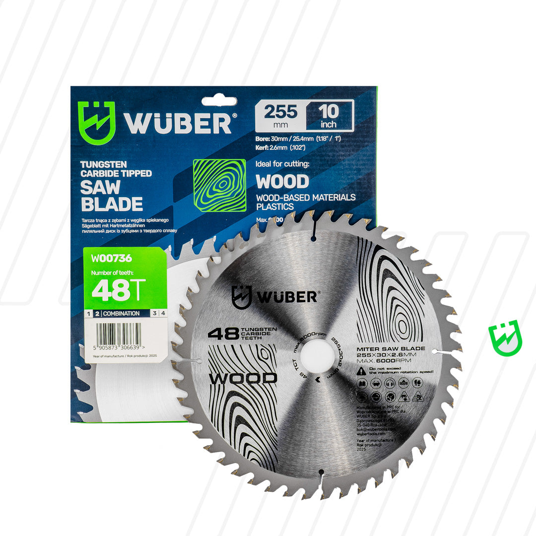 Tarcza widiowa do drewna 255x30 mm 48T WUBER