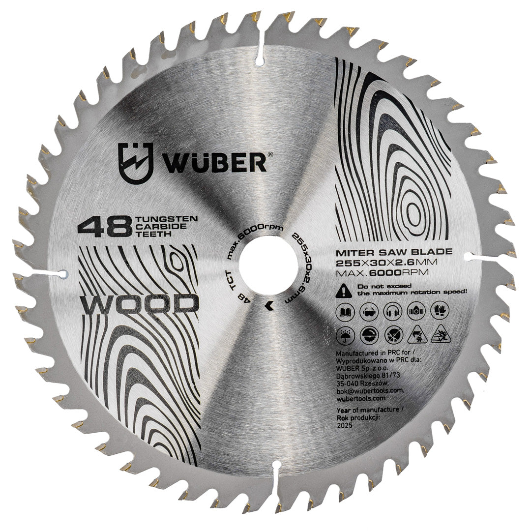 Tarcza widiowa do drewna 255x30 mm 48T WUBER