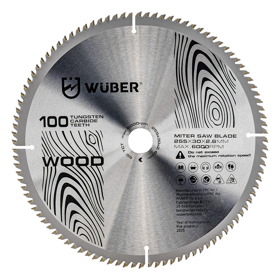 Tarcza widiowa do drewna 255x30 mm 100T WUBER