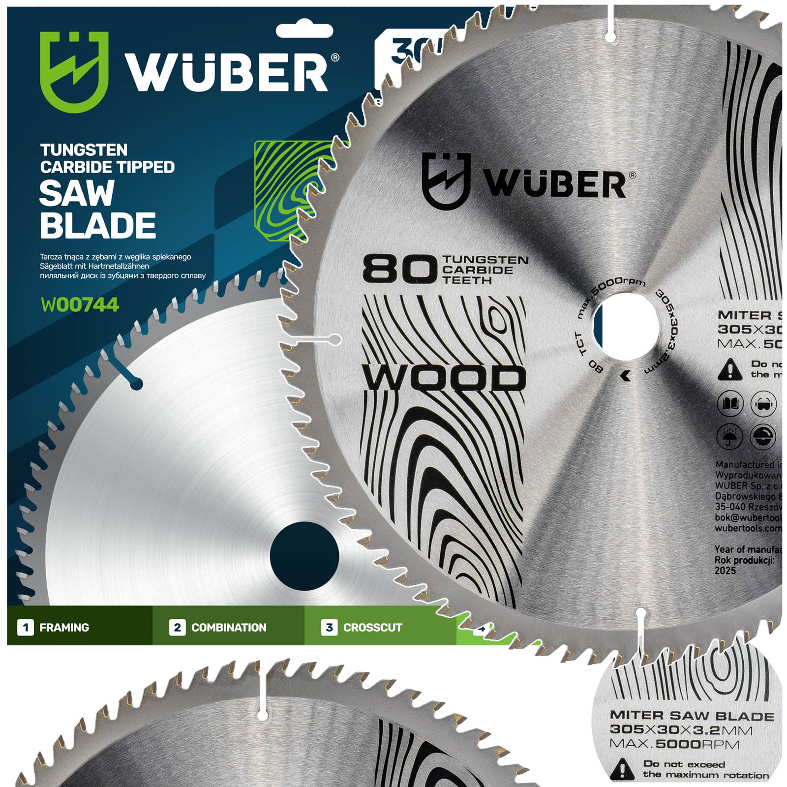 Tarcza widiowa do drewna 305x30 mm 80T WUBER