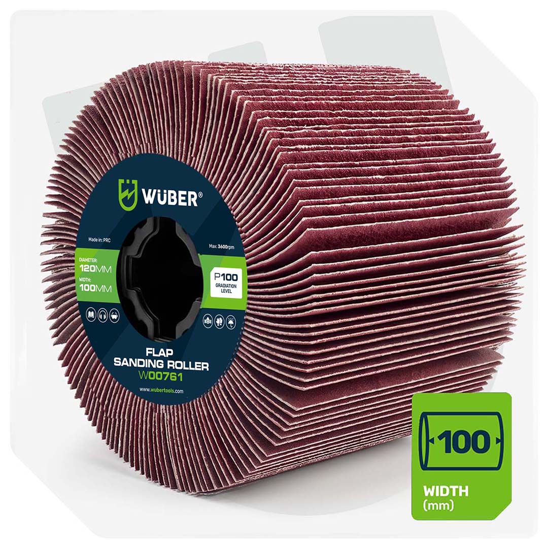 Wałek do satyniarki ściernica listkowa 120x100x19 mm P100 WUBER