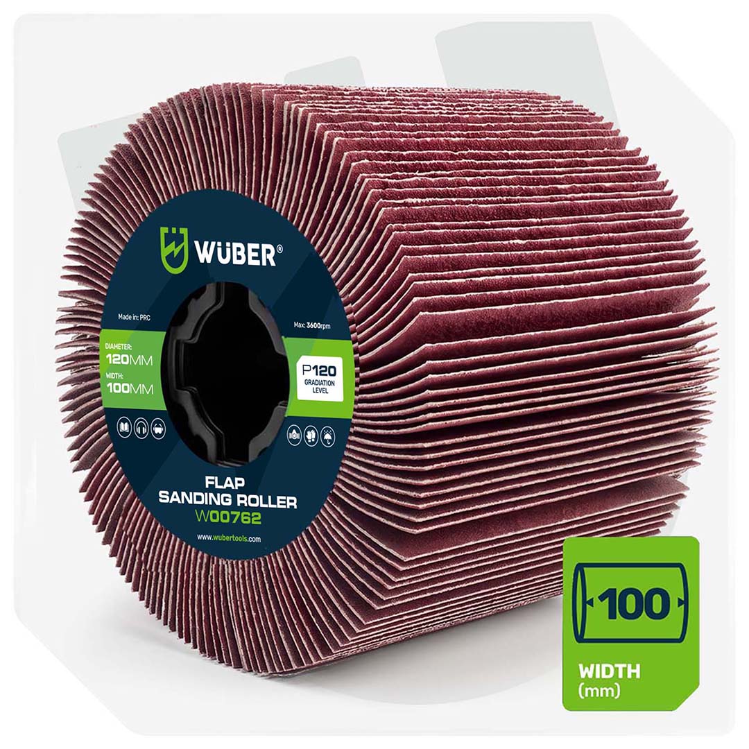 Wałek do satyniarki ściernica listkowa 120x100x19 mm P100 WUBER