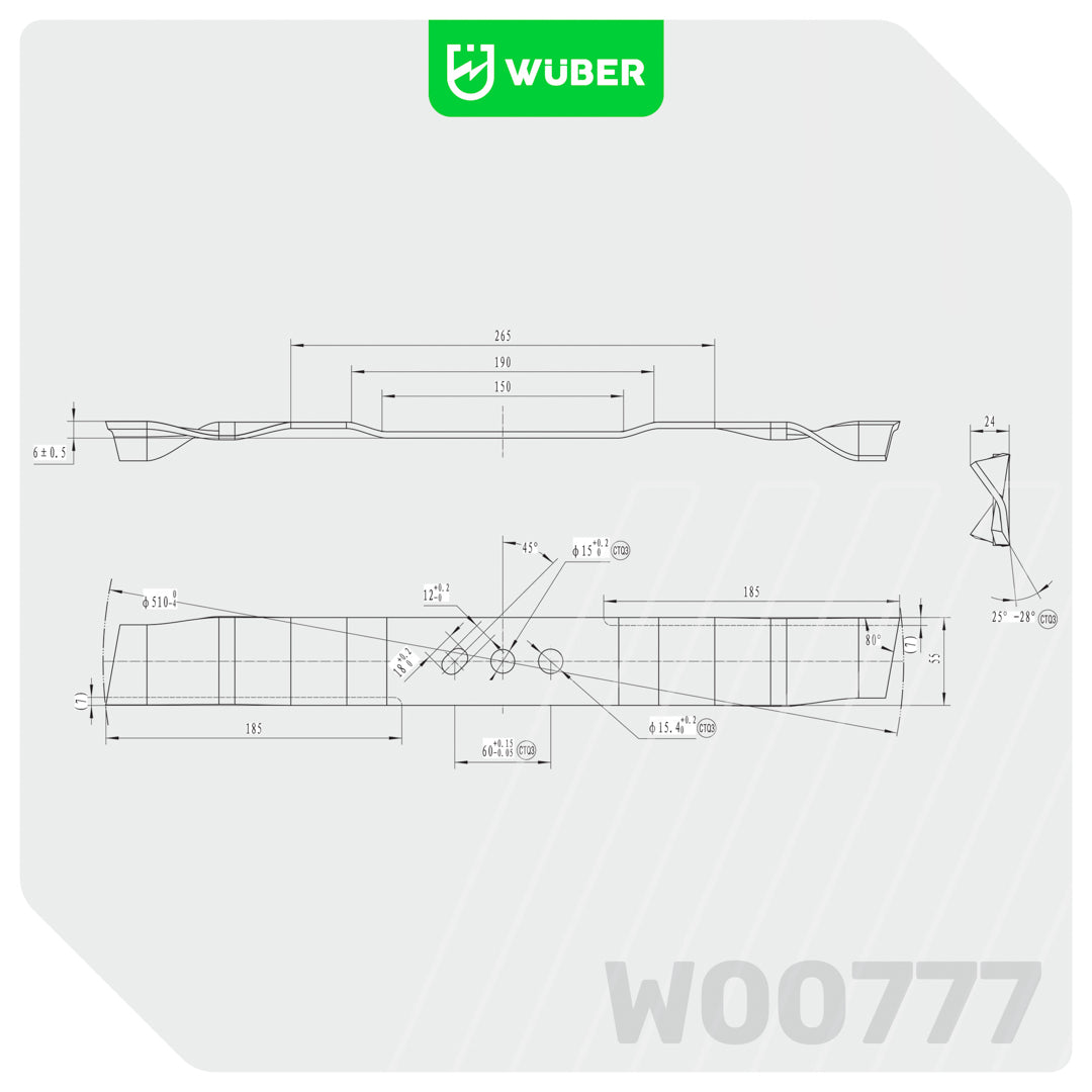 Nóż tnący do kosiarki spalinowej 51 cm prawoskrętny ostrze WUBER