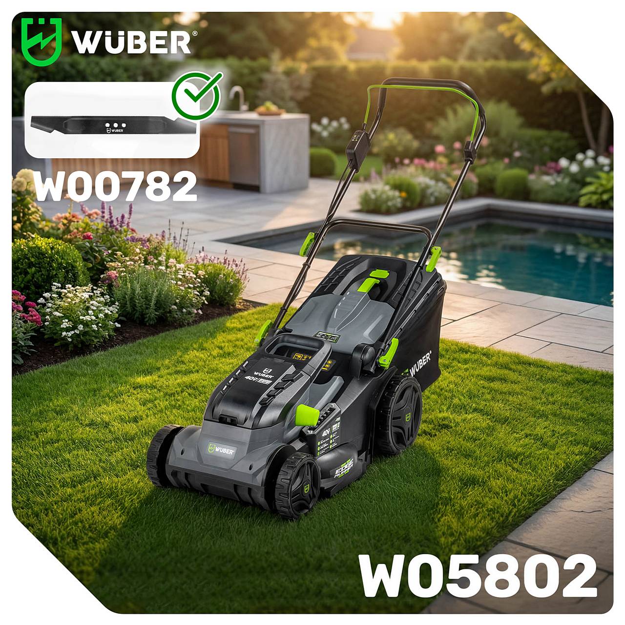 Nóż do kosiarki akumulatorowej 40 V 43 cm ostrze WUBER