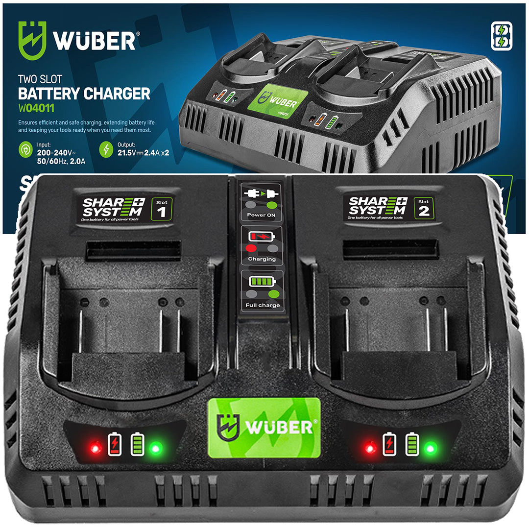 Ładowarka do dwóch baterii Share+ System z diodami sygnalizującymi ładowanie