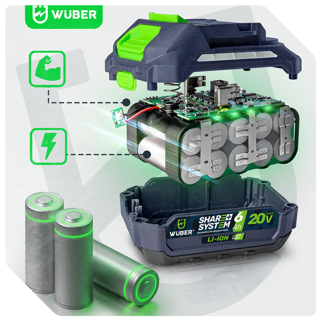 Stabilne napięcie w baterii 6 Ah Share+ System 