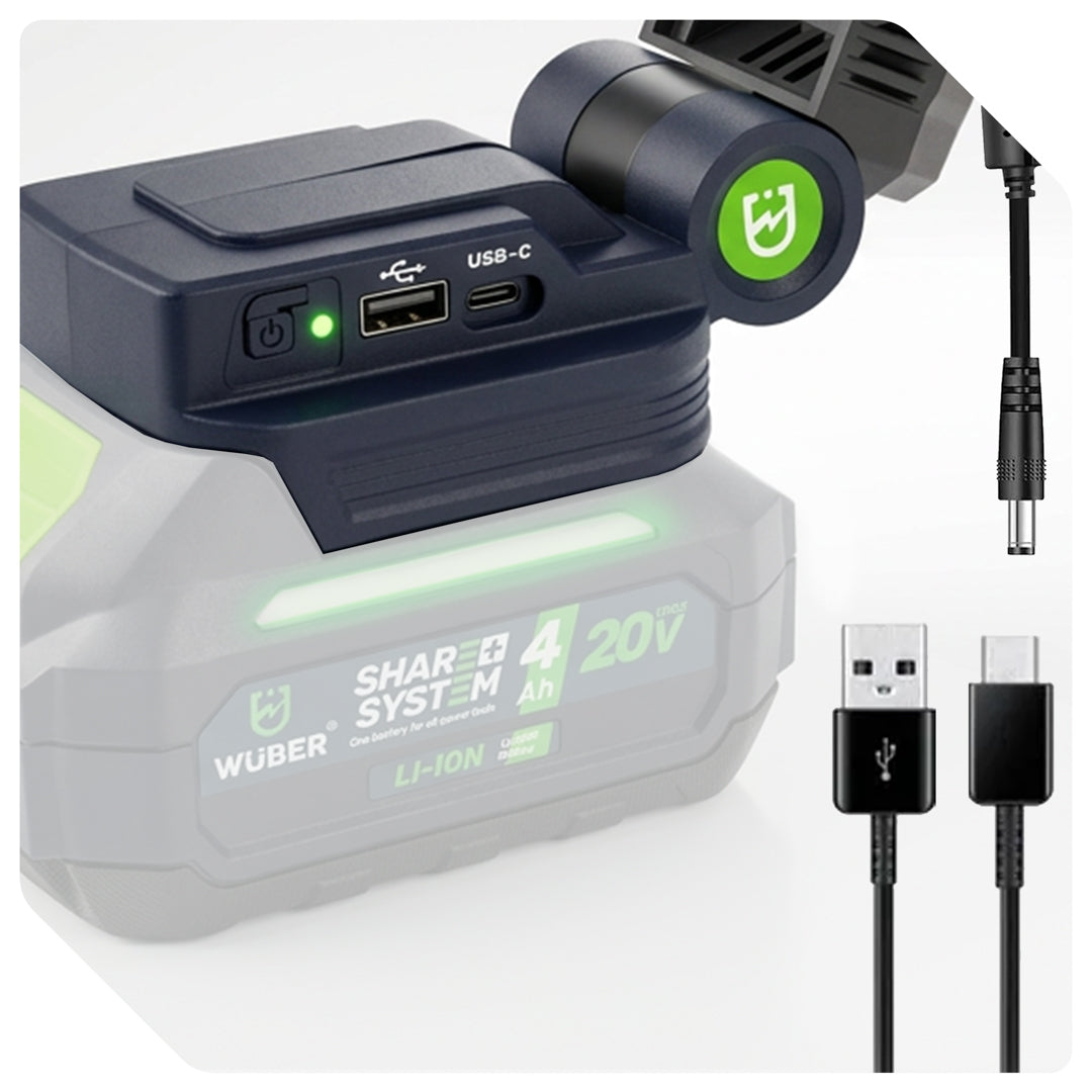 Adapter z lampką LED powerbank 20V USB-C Share+ System WUBER