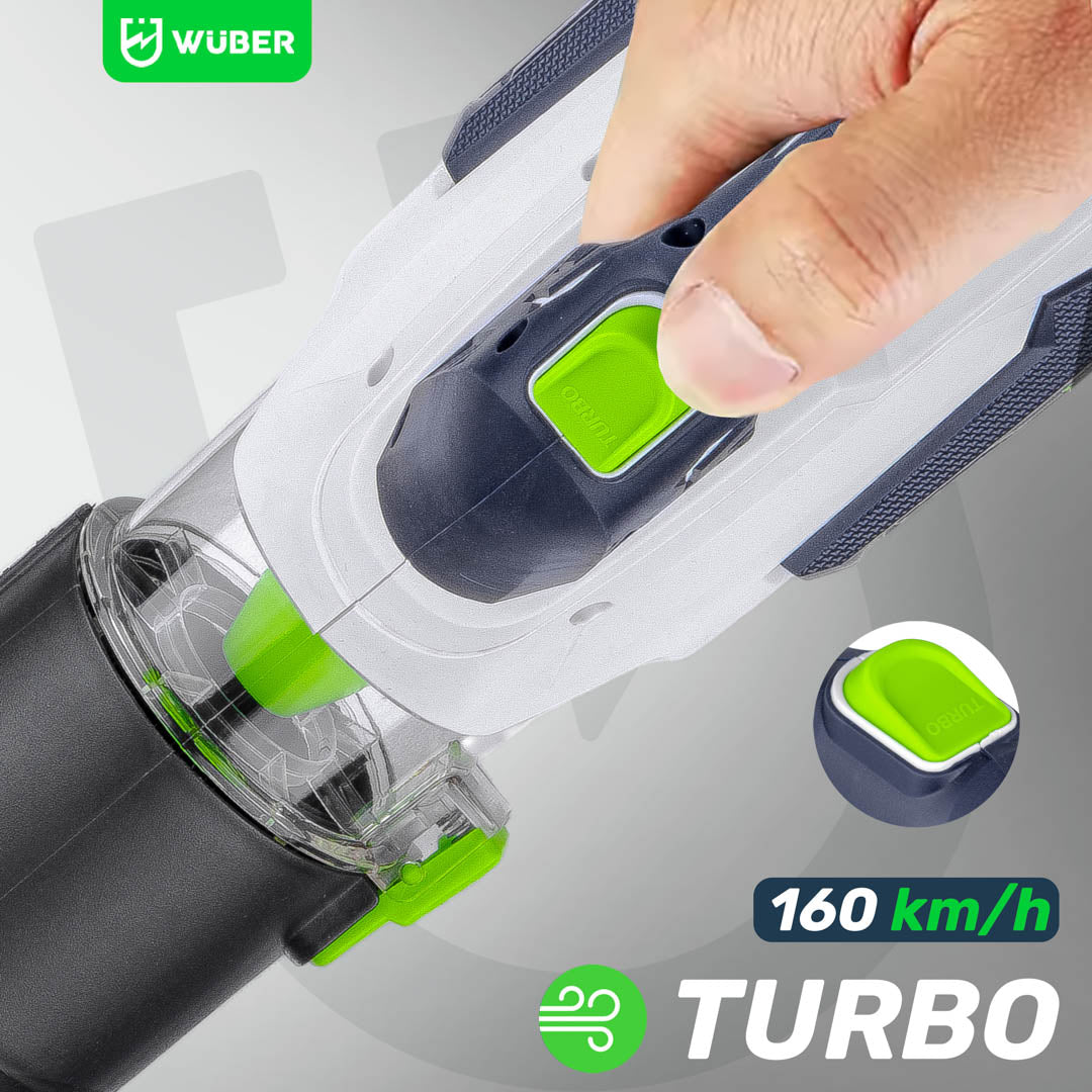 Dmuchawa akumulatorowa WUBER 4.0 Ah z funkcją TURBO i prędkością 160 km/h