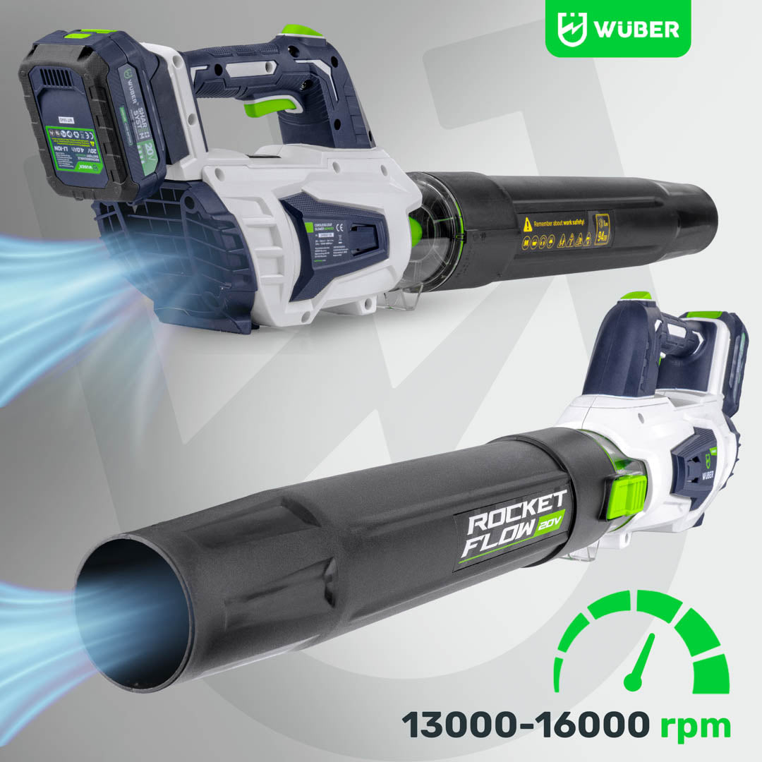 Dmuchawa akumulatorowa WUBER 4.0 Ah z silnikiem o prędkości 13000-16000 rpm