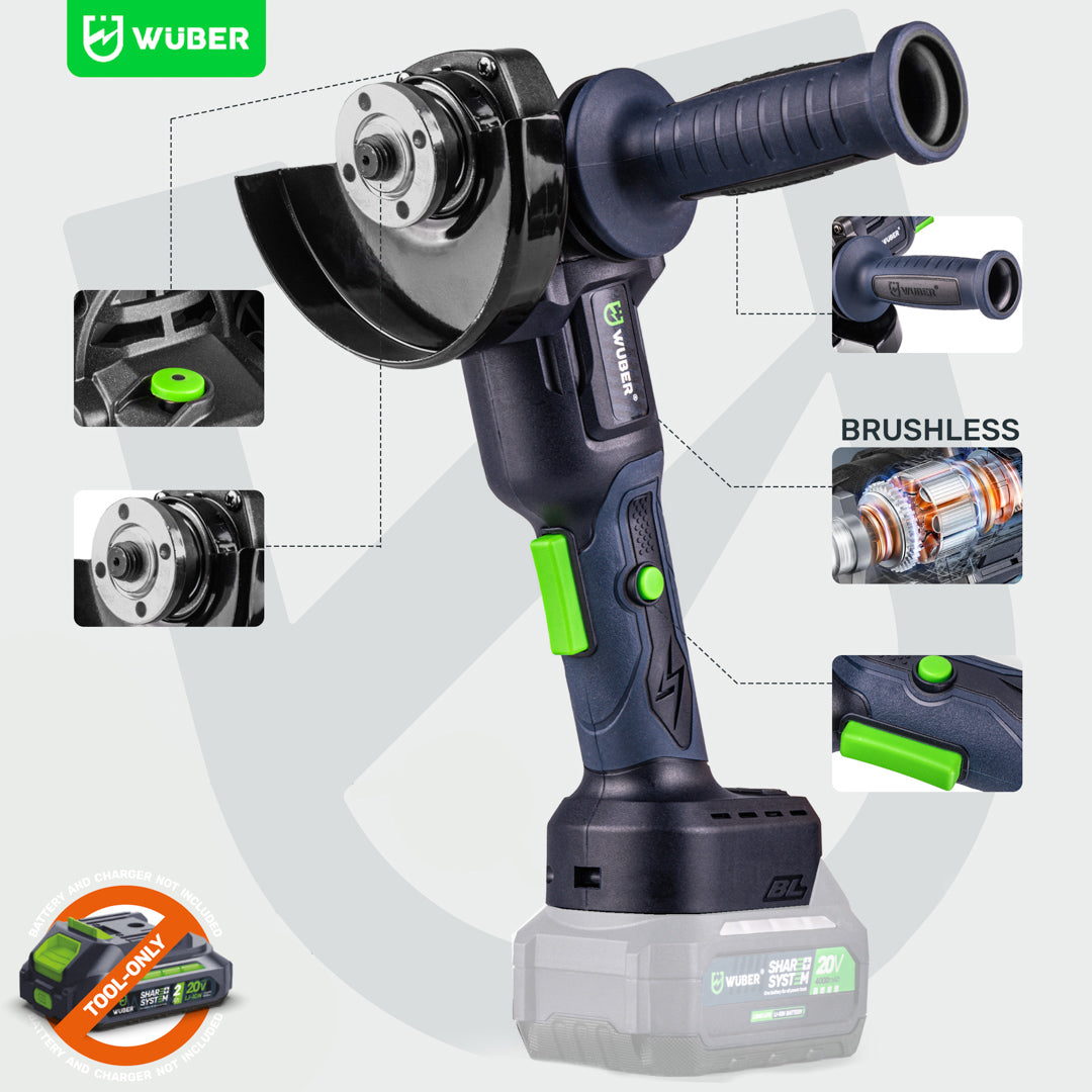 Szlifierka kątowa 20 V 125 mm akumulatorowa WUBER