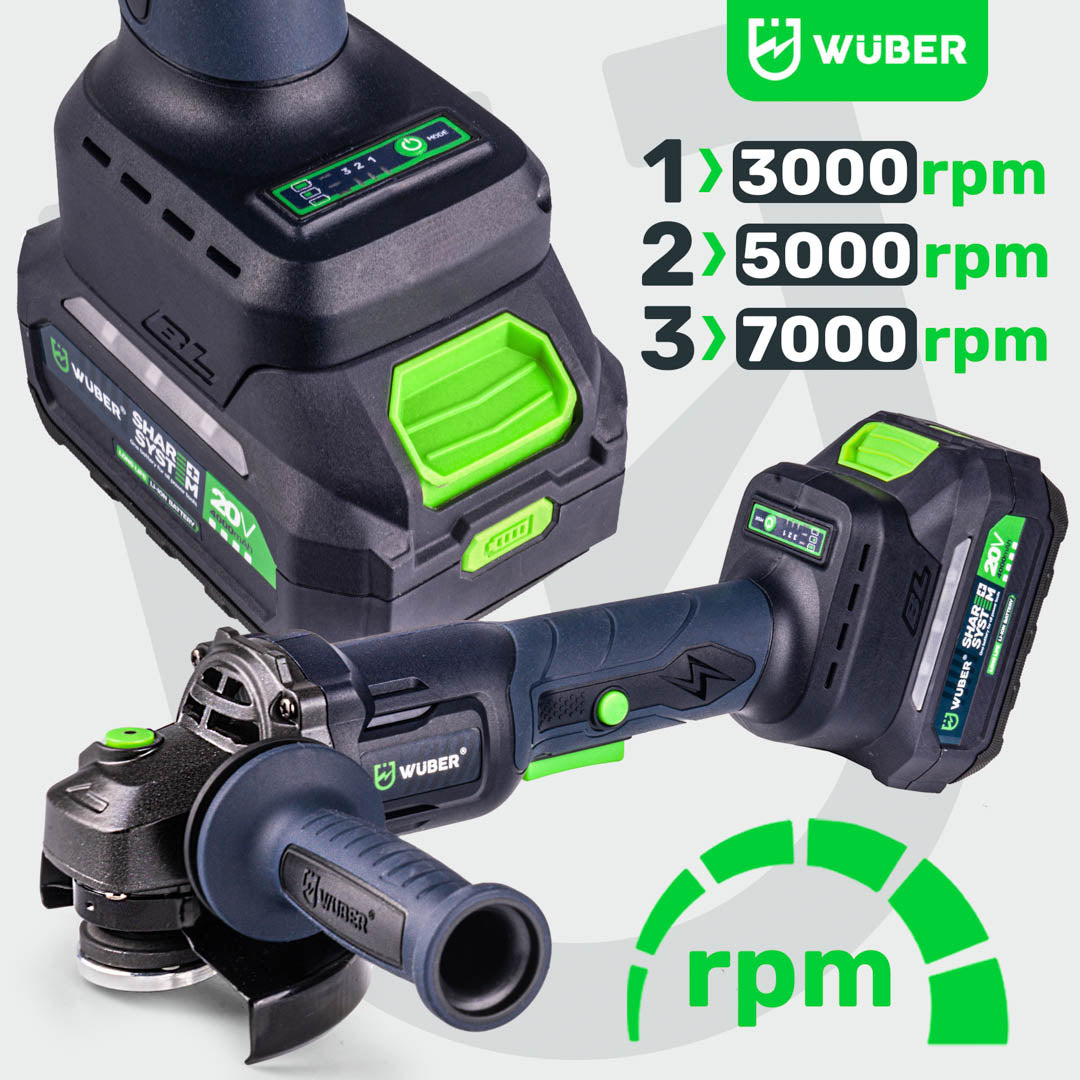 Szlifierka kątowa akumulatorowa 20 V średnica 125 mm WUBER