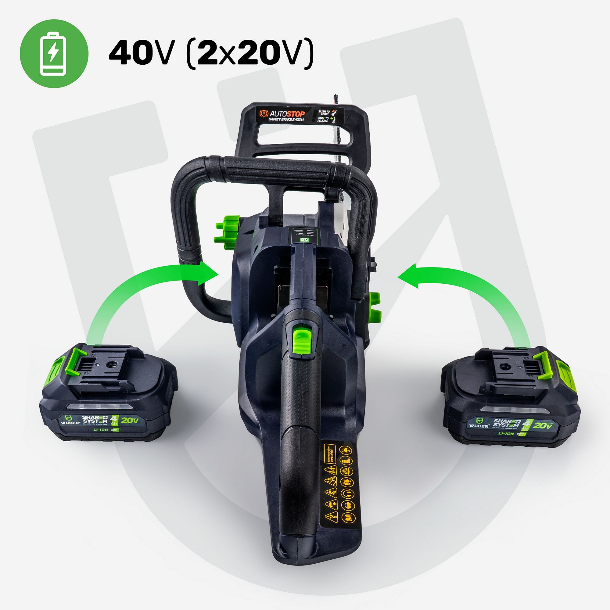 Piła łańcuchowa 40 V akumulatorowa 1200 W + 2 akumulatory WUBER