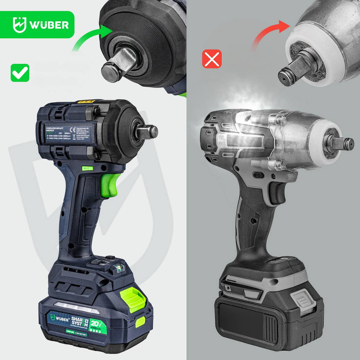 Klucz udarowy akumulatorowy bezszczotkowy 600 Nm 20 V Share+ System SOLO WUBER