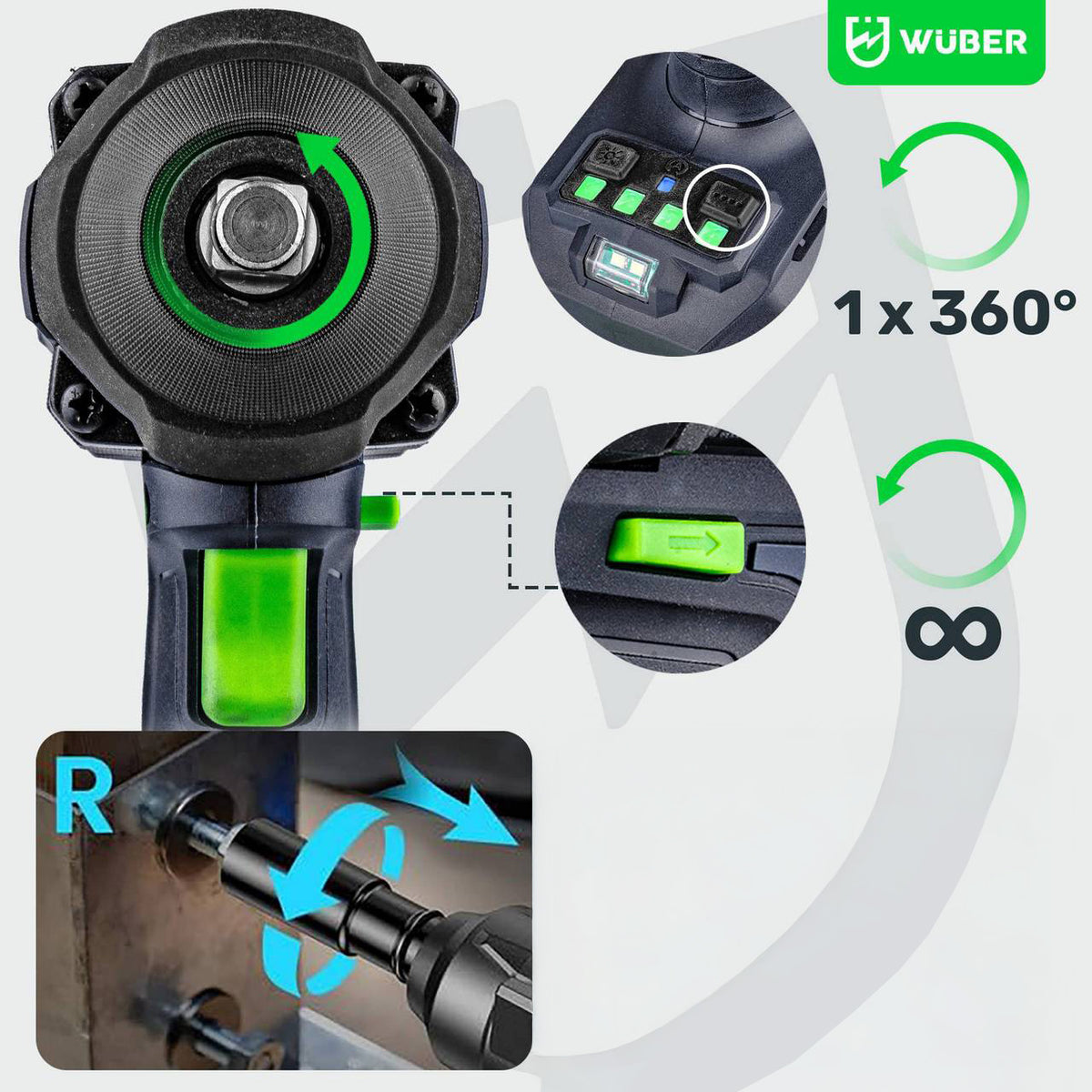 Klucz udarowy akumulatorowy bezszczotkowy 600 Nm 20 V Share+ System SOLO WUBER