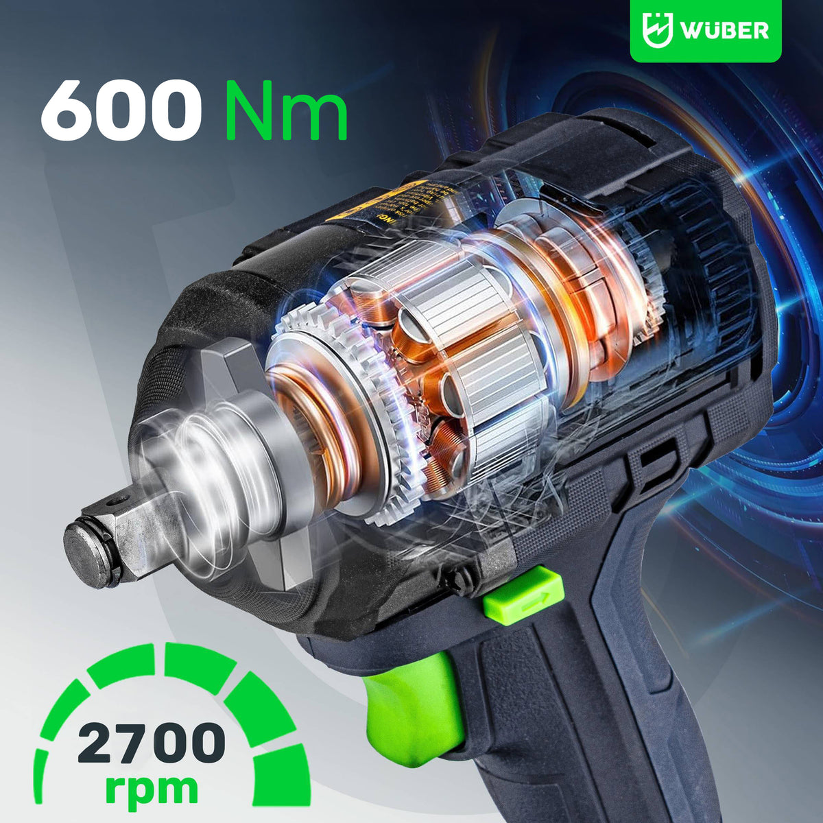 Klucz udarowy akumulatorowy bezszczotkowy 600 Nm 20 V Share+ System SOLO WUBER
