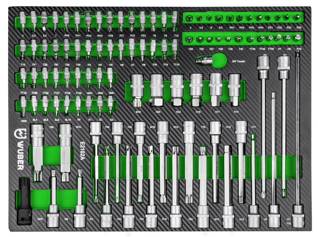 Zestaw kluczy wkład do szuflady 44 elementy klucz 1/2" 210 Nm Torx Imbus WUBER