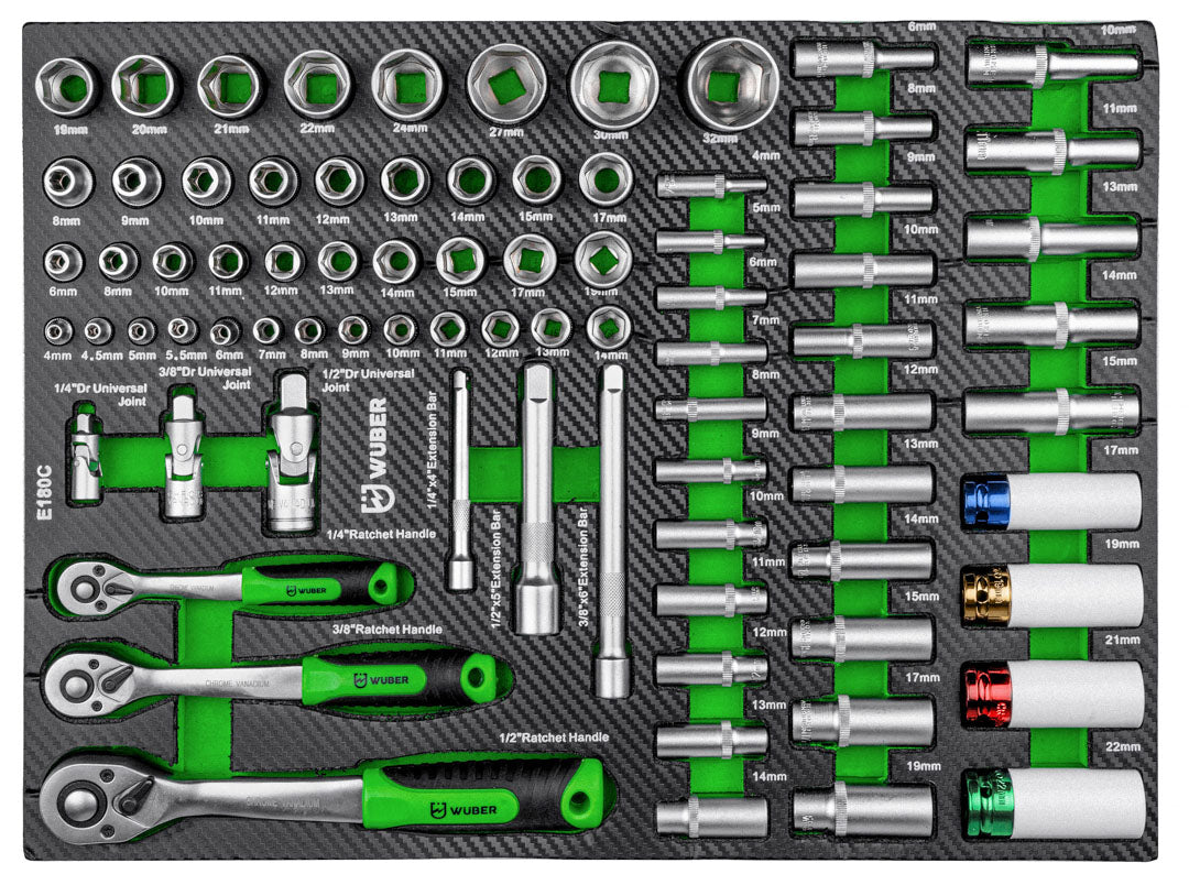 Zestaw kluczy wkład do szuflady 44 elementy klucz 1/2" 210 Nm Torx Imbus WUBER