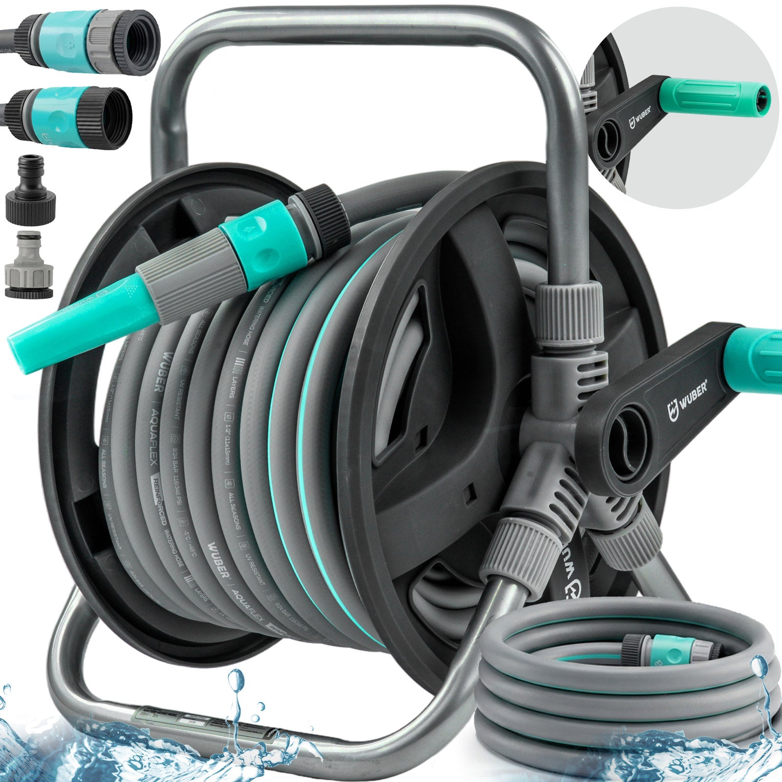 Zwijak na wąż ogrodowy 20+2 m zwijacz PVC WUBER