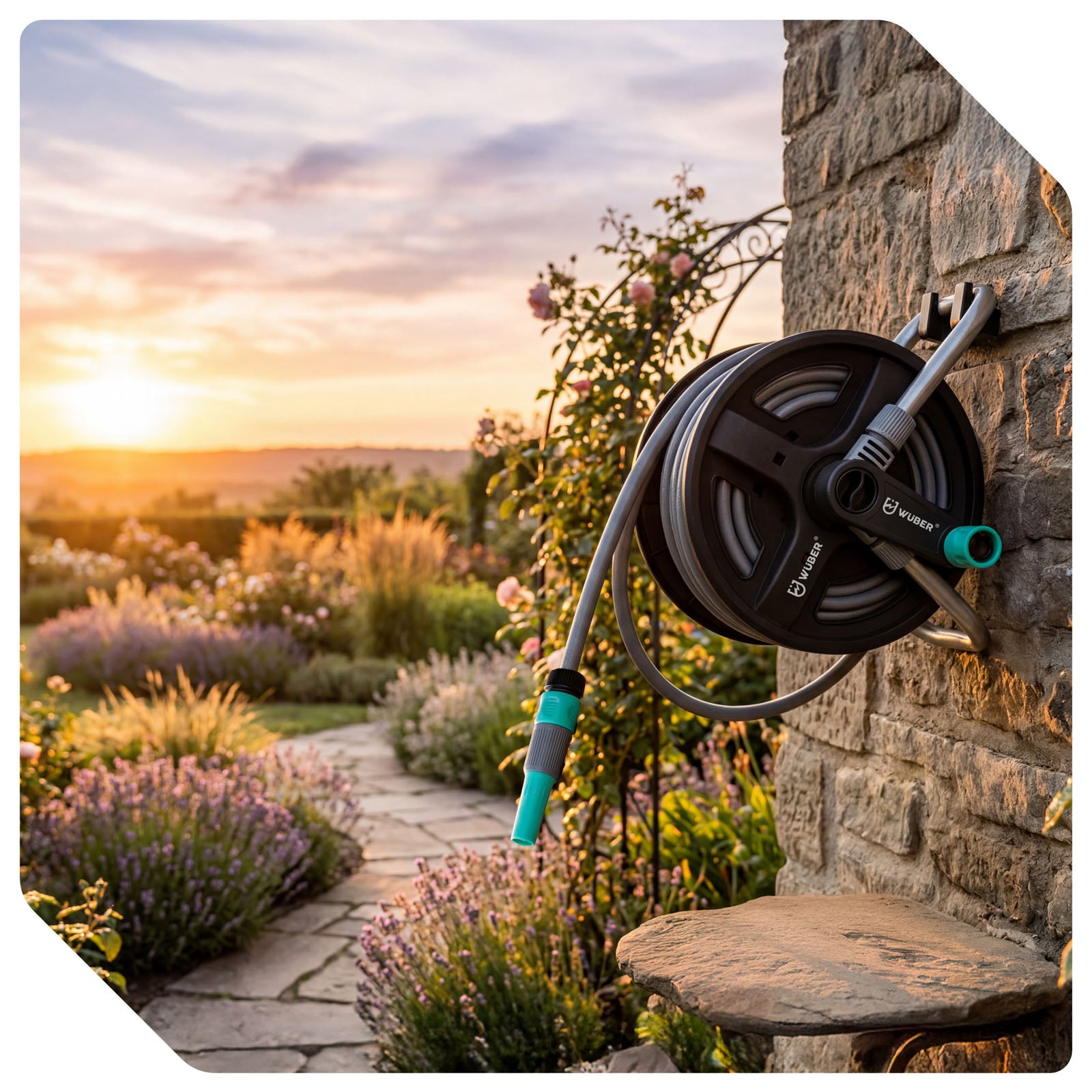 Zwijak na wąż ogrodowy 20+2 m zwijacz PVC WUBER