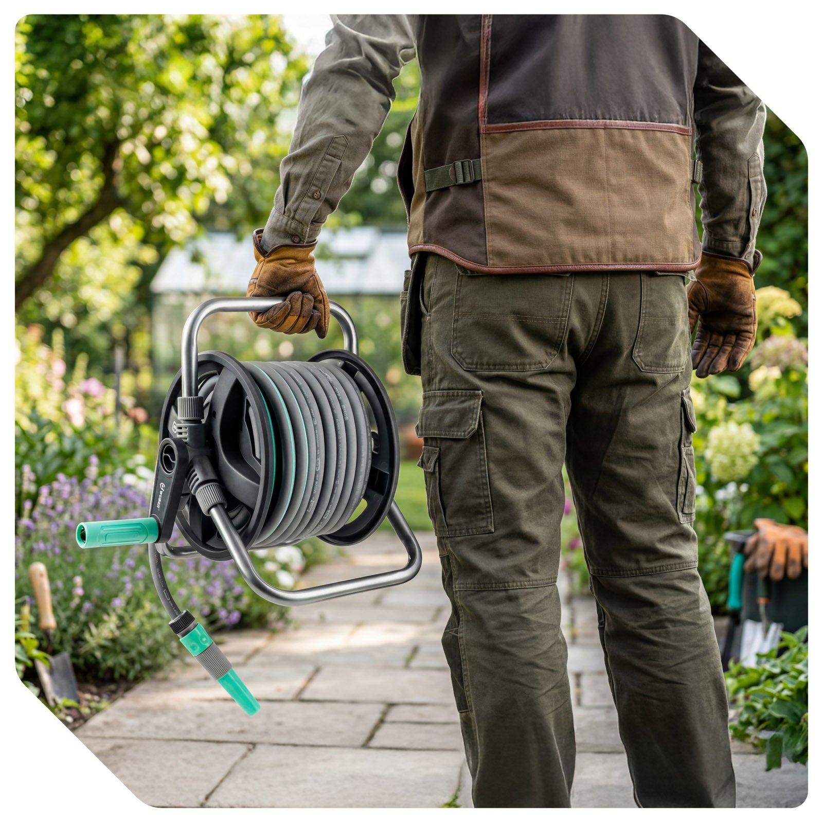 Zwijak na wąż ogrodowy 20+2 m zwijacz PVC WUBER