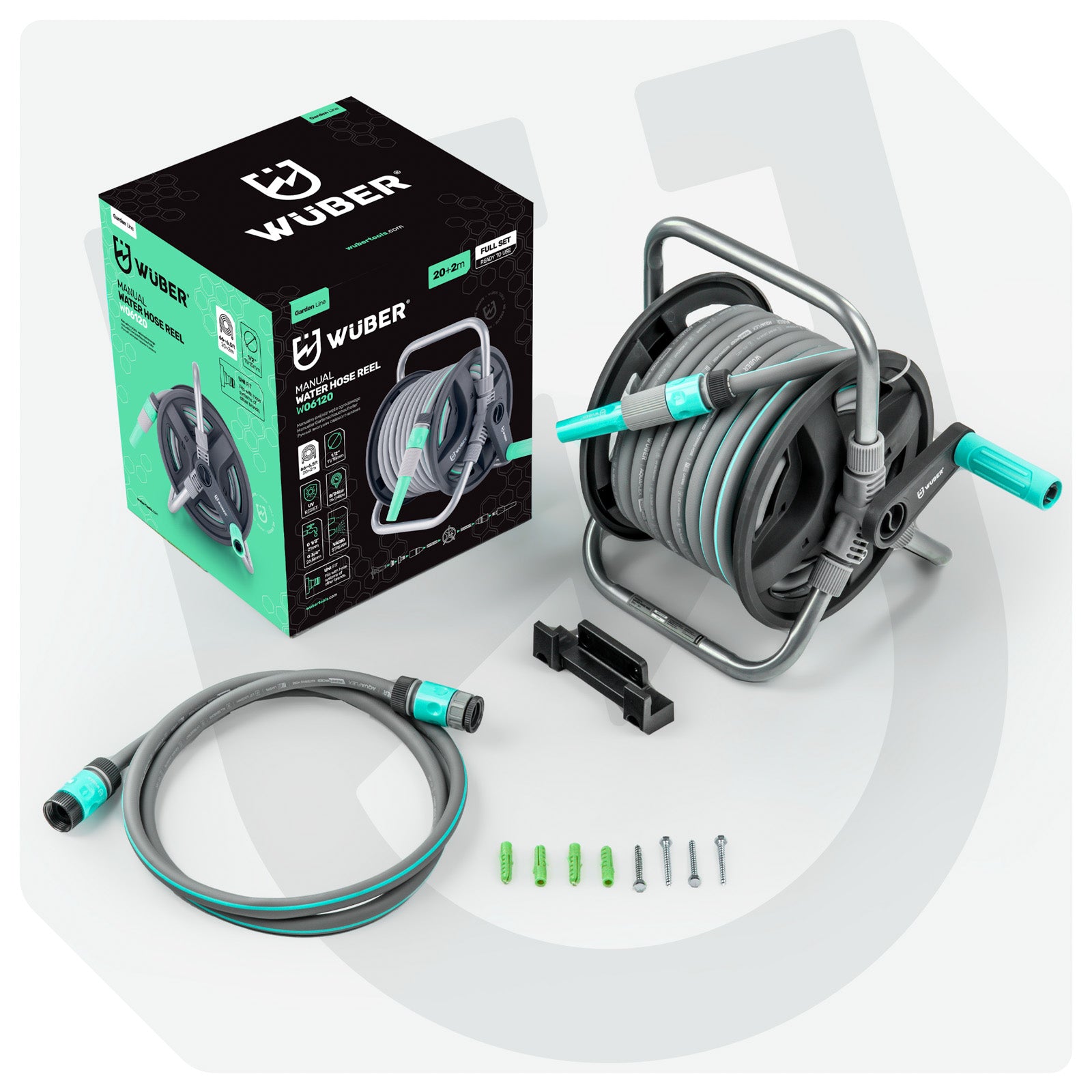 Zwijak na wąż ogrodowy 20+2 m zwijacz PVC WUBER