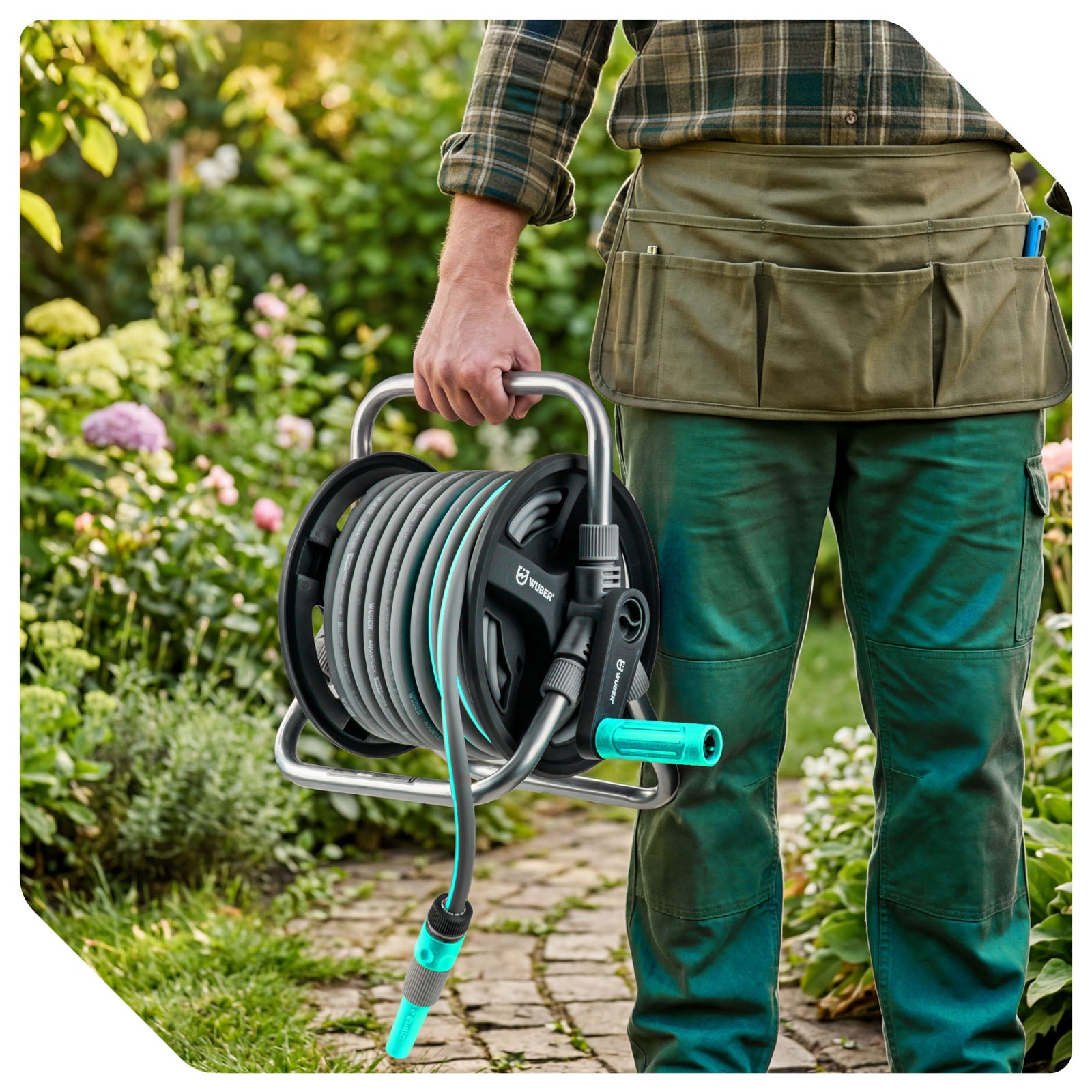 Zwijak na wąż ogrodowy 20+2 m zwijacz PVC WUBER