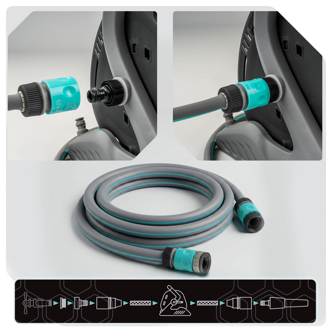 Zwijak na wąż ogrodowy 20+2 mm zwijacz +wąż WUBER