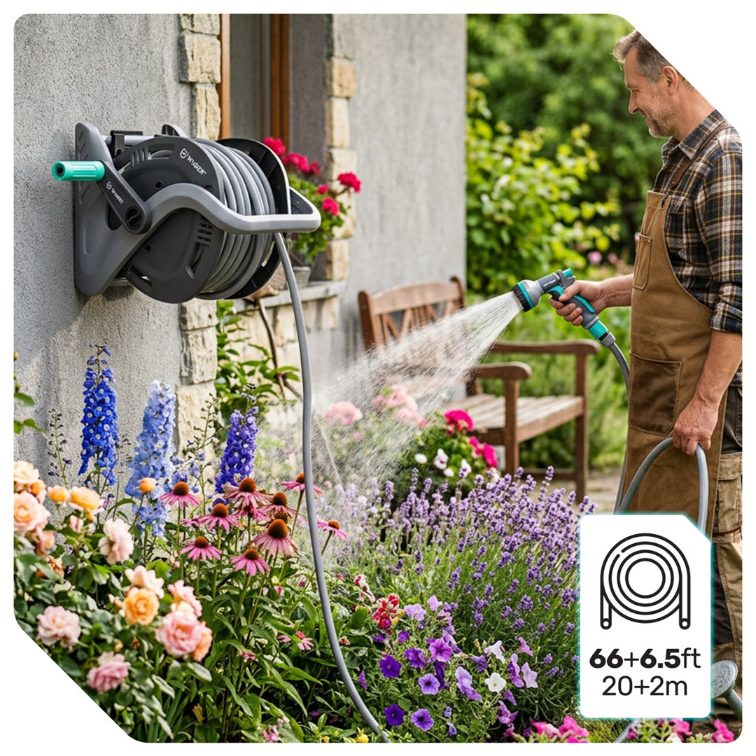 Zwijak na wąż ogrodowy 20+2 mm zwijacz +wąż WUBER